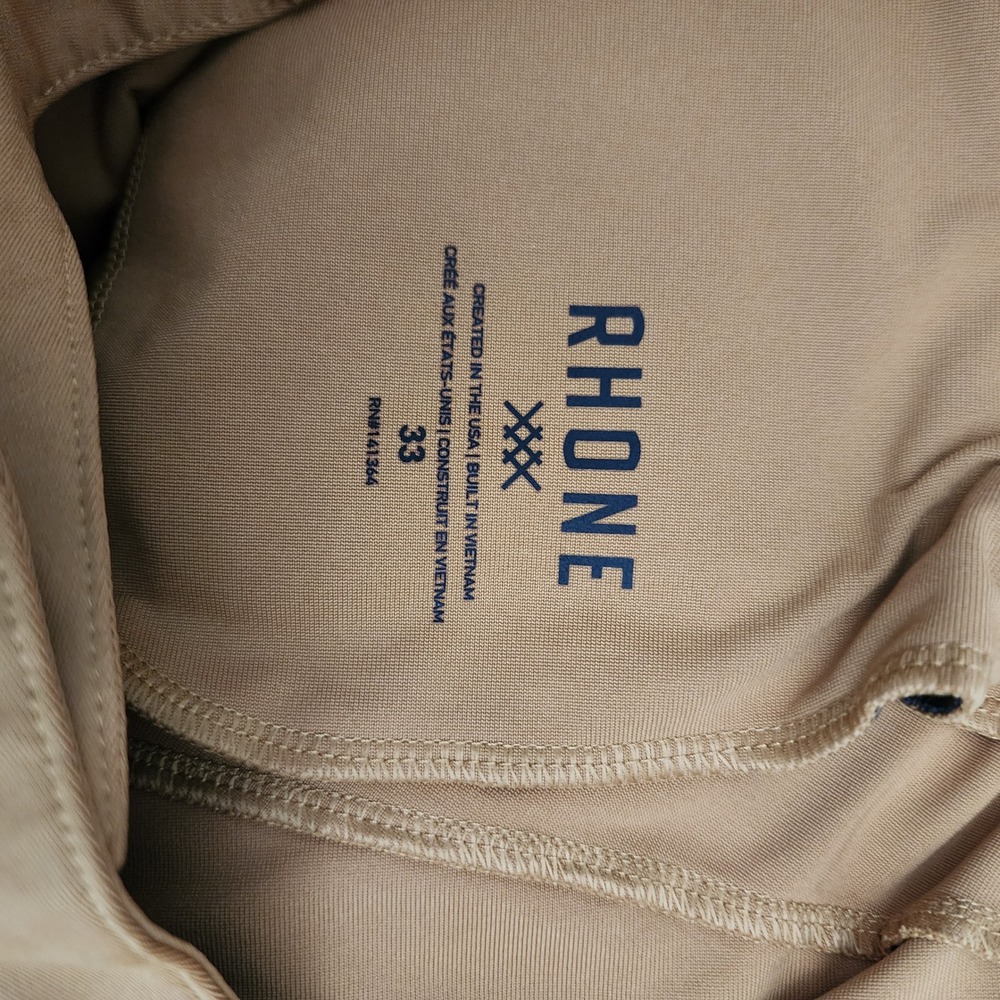 Rhone Commuter Pants Mens 33 Tan Excellent Slim Fit Stretch Technical Chinos - Picture 2 of 12